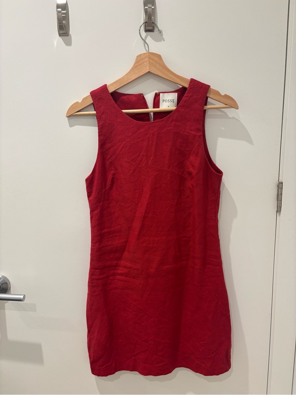 Posse Linen Red Sleeveless Mini Dress